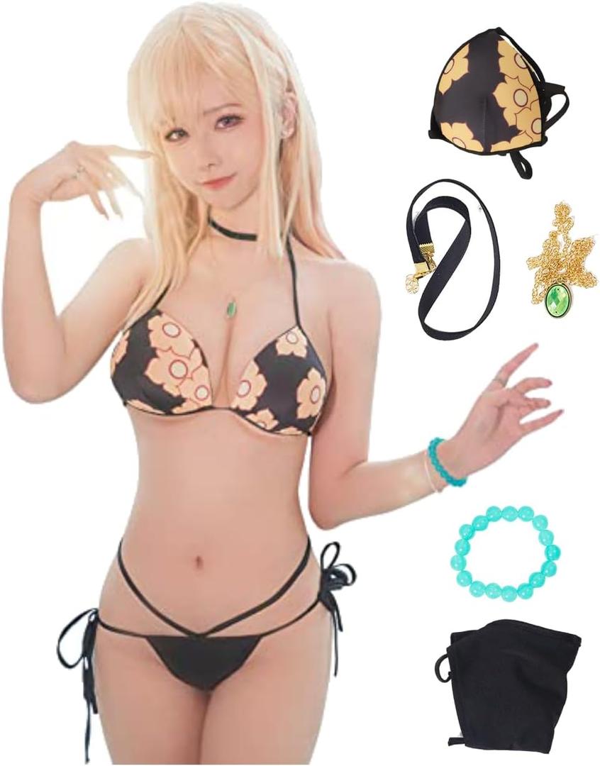 Anime Swimsuit Anime Cosplay Women Sexy Bikini Cosplay Bathing Suit Two Piece Set Halloween Costume,large
