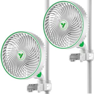 VIVOSUN 2-Pack AeroWave E6 Grow Tent Fan 6, EC Motor, Smart Wifi Control, US Patented Auto Oscillating Clip fan, IP54, Strong Airflow but Quiet for Hydroponic Ventilation Circulation (White)