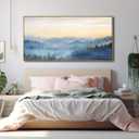 Home Decor Mountain Wall Art Blue Large Framed Artwork for Living Room Bedroom Office Wall Decorations 29x58 Inch