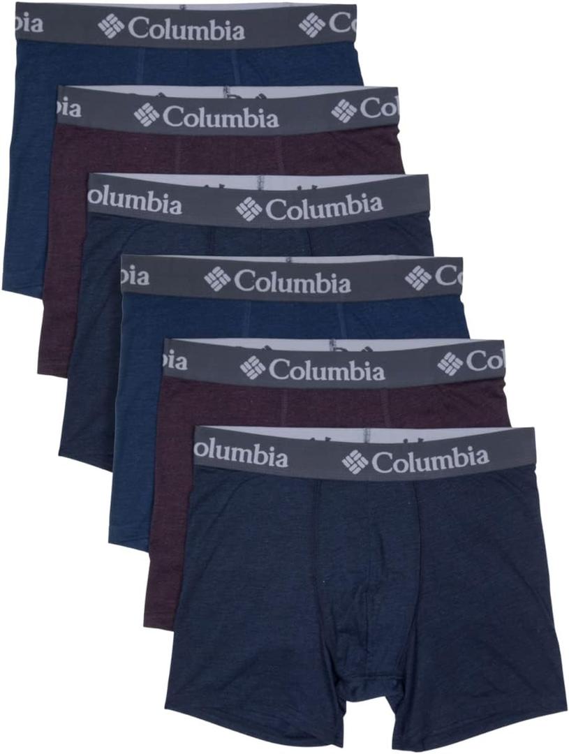 Columbia 6 Pack Performance Boxer Brief (3X-Large, Dark Mountain Grey/Dark Cherry/Navy)