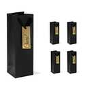 Purple Q Crafts Black Wine Bag for Wine Bottle Whiskey/Spirits, Reusable Bag with 4 Gold CHEERS Tags, Laminated for Extra Strength. (4 Pack)