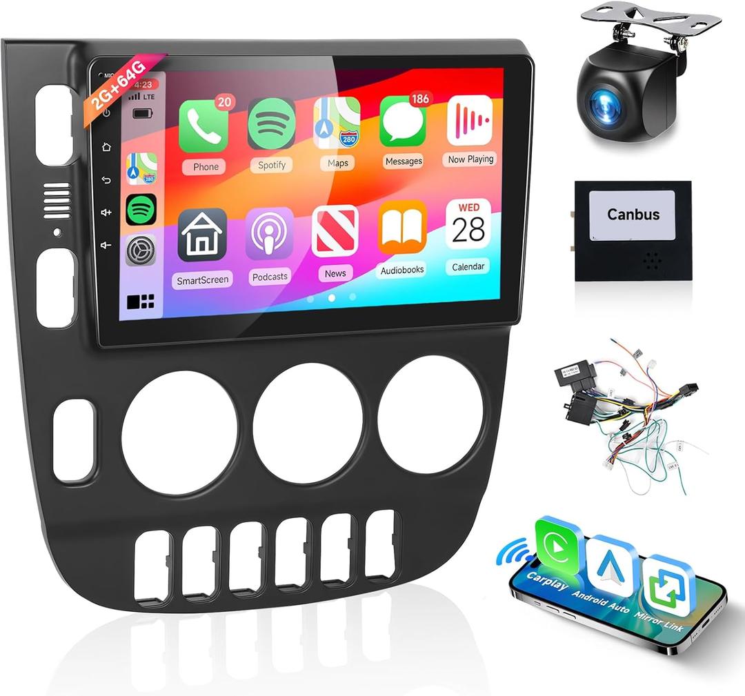 2G+64G Android Car Radio for Mercedes Benz ML320 1998-2002 with Wireless CarPlay Android Auto Mirror Link,Podofo 9'' Touch Screen Car Stereo with Canbus BT FM GPS WiFi Backup Camera