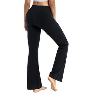 BUBBLELIME 29"/31"/33"/35"/37" 3 Styles Women's High Waist Bootcut Yoga Pants Basic/Side Pockets Tummy Control Workout Flared, Black, Large