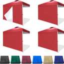 SideWalls for 10x10 Pop up Canopy Frame, 3 Pack Red SunWall and 1Pack Door Only, Red (with Zippers)
