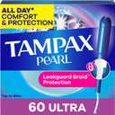 Tampax Pearl Tampons for Women, with LeakGuard Braid, Ultra Absorbency, Unscented, 60 Count