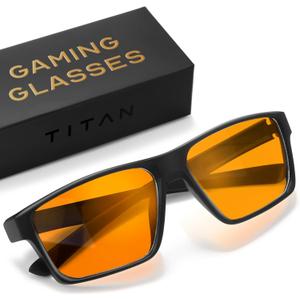 Titan Gaming Glasses, Blue Light Blocking, Night Driving Glasses for Men, Computer Protection Christmas Gift for Gamers (Black)