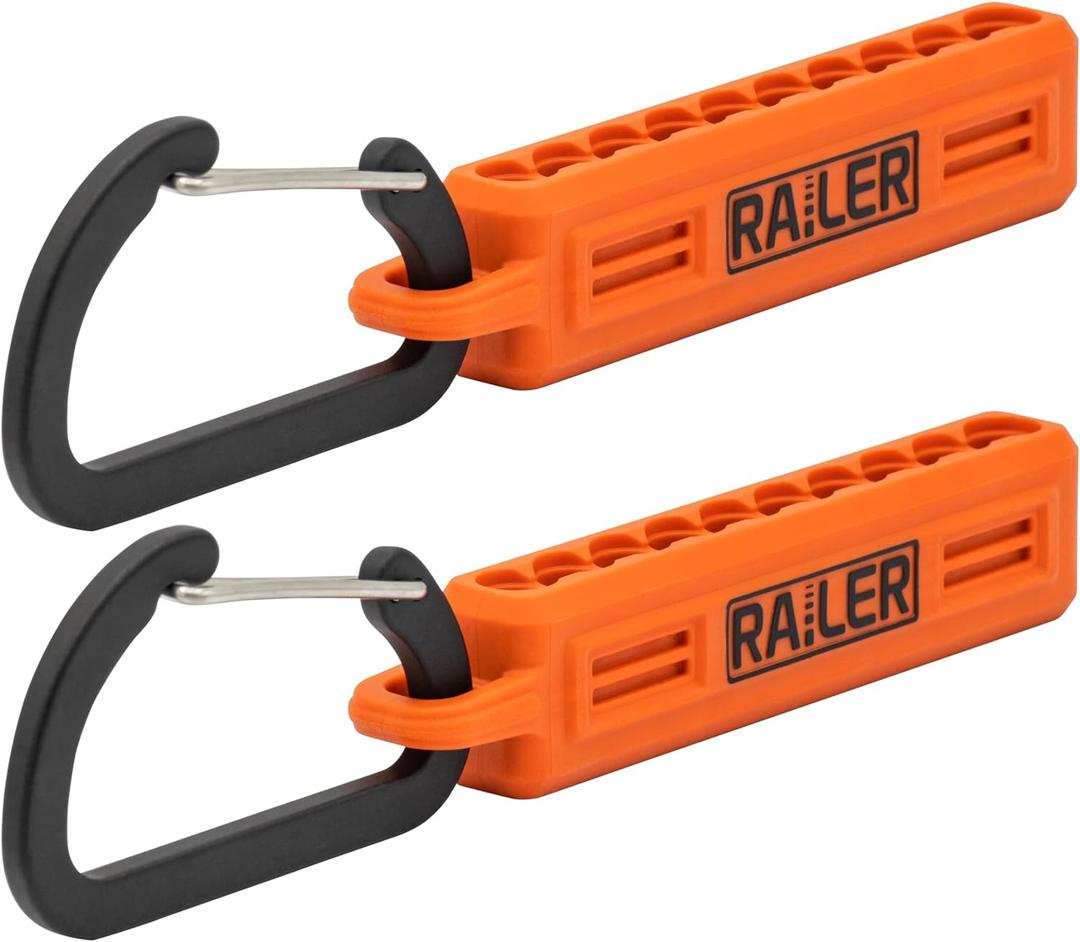 Screwdriver Bit Holder Storage Organizer  Railer 10-Hole Orange Bit Holder with Carabiner - 2 Pack