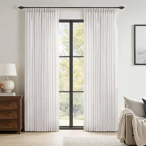 MIULEE Pinch Pleated Linen Curtains 90 Inches Long 2 Panels for Bedroom Living Room, Soft Thick Linen Textured Window Drapes Pleat Back Tab Hooks Semi Sheer Light Filtering Neutral Farmhouse