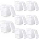 Mumufy 8 Pcs 3.5 Gallon Square Food Grade Bucket with Lid Square Bucket Pail with Plastic Handles for Storing Dry Food, Charcoal, Camping, Fishing (White)