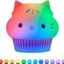 Lights by Night Gabby's Dollhouse Cakey Cat Squishy, Night Light, Color-Changing Table Lamp for Children's Bedroom, Bathroom, Playroom, Battery Option, USB Powered - 78941