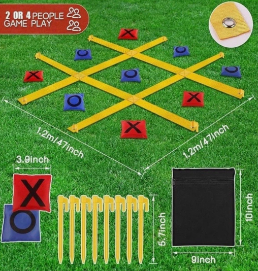 Giant Tic Tac Toe Outdoor Game comes with 10 bean bags, large outdoor