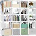 Mavivegue 20 Cube Book Shelf, Storage Organizer, Large DIY Bookcase, Metal Cube Bookshelf, Cubbies Closet Storage Organizer Shelves for Bedroom,Living Room,Home,Office (White)