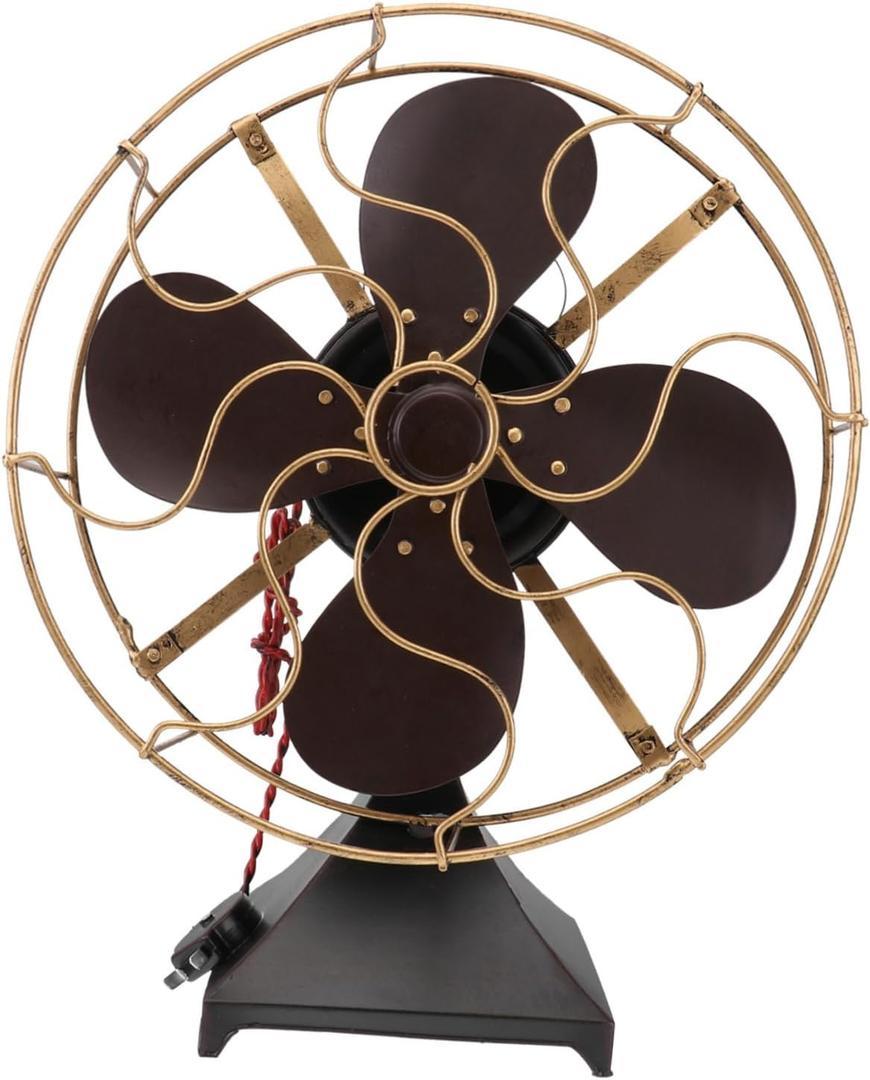 KICHOUSE Vintage Iron Standing Fan Retro Table Top Fan for Decor Distressed Finish for Home Bedroom