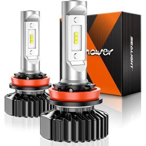 SEALIGHT H11 Bulbs, 4X Super Bright Powersport Bulbs 6000K White Plug and Play, Pack of 2
