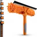 5-24ft Window Washing Kit with Extension Pole (30+ Foot Reach) / / Window Cleaning Tool & Window Washer Squeegee with Telescopic Extension Pole / / Best Indoor Outdoor Window Washing Equipment