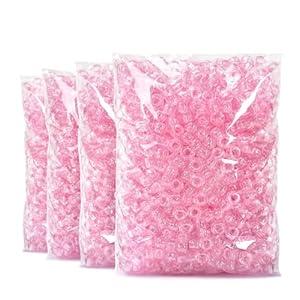 Praisebank Pony Beads, 4000pcs Pink Glitter, Beads for Jewelry Making, Beads for Crafts, Beads for Hair Braids.