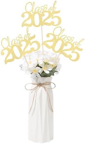 Pack of 10 Graduation Class Centerpieces Gold Class of 2025 Graduation Centerpieces, 2025 Graduation Centerpieces for Tables Cake Toppers, Set Of 2