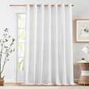 jinchan White Linen Curtain 100 Inch Extra Wide for Patio Sliding Glass Door Room Divider Farmhouse Grommet Top Light Filtering Window Drape for Bedroom Floor to Ceiling Window 100Wx108L 1 Panel