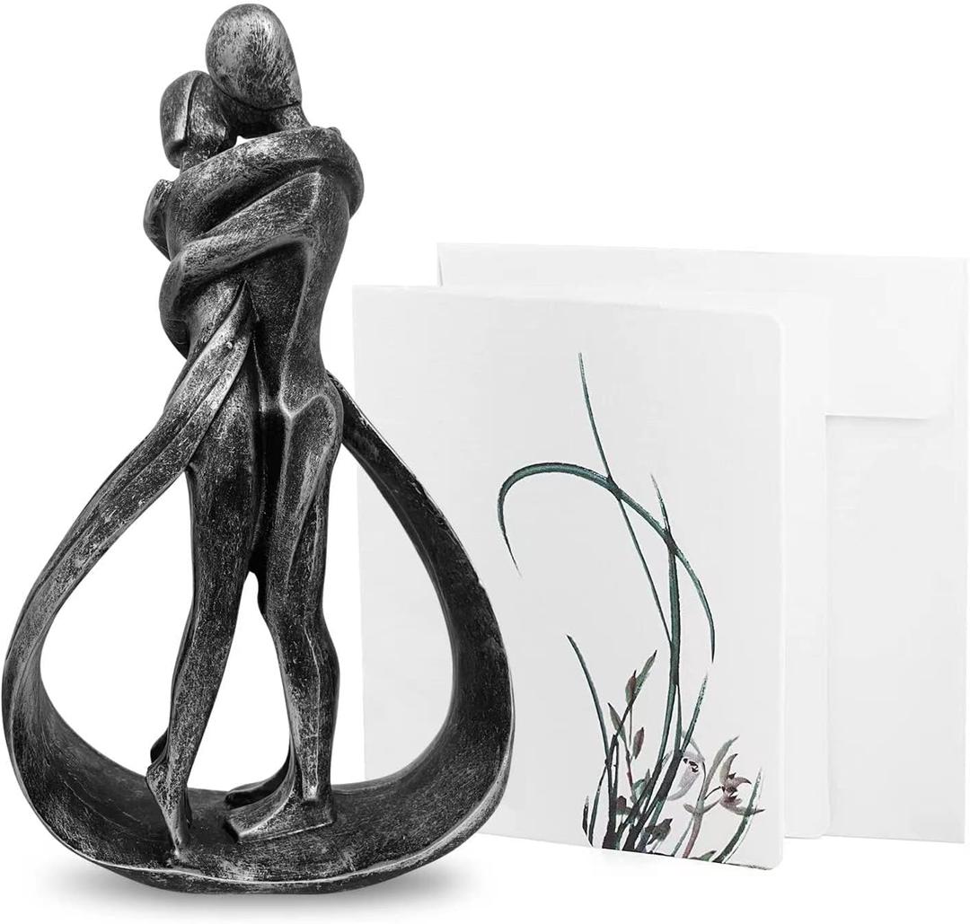 Resin Couple Modern Sculptures Romantic Gift for Weddings Valentine's Day and Anniversaries Decoration Figurine for Girlfriend, Bridal Shower, Engagement (Classic Retro Color)