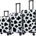 InUSA Cow Print Luggage with Spinner Wheels | Durable Lightweight Hardside Suitcase | Travel Bag with Handle and Trolley | (20in, 24in, 28in) 3 Piece Set