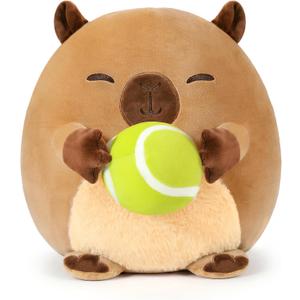 Onsoyours Original Capybara Plush with Tennis Ball, Cute 12 inch Sport Capybara Brown Stuffed Animal, Ultra Soft Collectible Hugging Gift Plush Toy