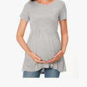 Bearsland Maternity Tops Short Sleeve Scoop Neck Breastfeeding Shirt Pregnancy Cloth