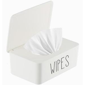 Sleek Baby Wipes Dispenser Easy to Access Bathroom Flushable Butt Wipes Container Holder Refillable,7.28" L x 4.80" W x 2.75" H (White)