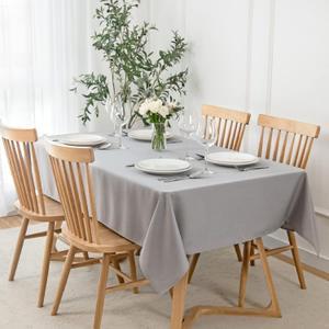 Rectangle Slubby Textured Tablecloth Waterproof Spillproof Wrinkle Free Table Cloth, Kitchen Dining Room Decoration, Fabric Table Cover for Holiday Party Dinner, 52 x 70 Inch, Light Grey