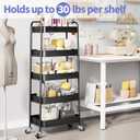 TOOLF 5-Tier Metal Rolling Cart with Wheels, Storage Utility Organizer Cart for Kitchen, Bathroom, Office, Baby Essentials & Makeup - Lockable Casters, Easy Assembly, Large Capacity, Black