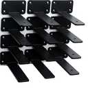 6 Pack - 6 inch Black Hidden L Shelf Bracket (1/5 Inch Thicked) Iron Floating Shelf Brackets Rustic Industrial Metal Brackets for Shelf Support