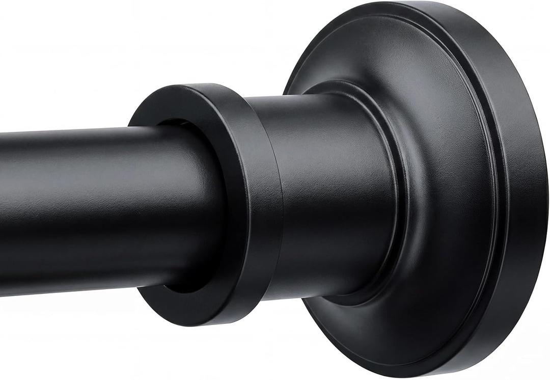 BRIOFOX Black Tension Curtain Rod 24 to 64 Inch(2-5.3ft) - Spring Tension Shower Curtain Rod, No Drilling Tension Rod for Curtains Windows Closet Kitchen