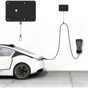 EV Charger Cable Retractor, Automatic Retractable Cable Management System for Tesla & All EVs, Overhead Garage Ceiling Mount Organizer with One-Hand Operation & Length Lock