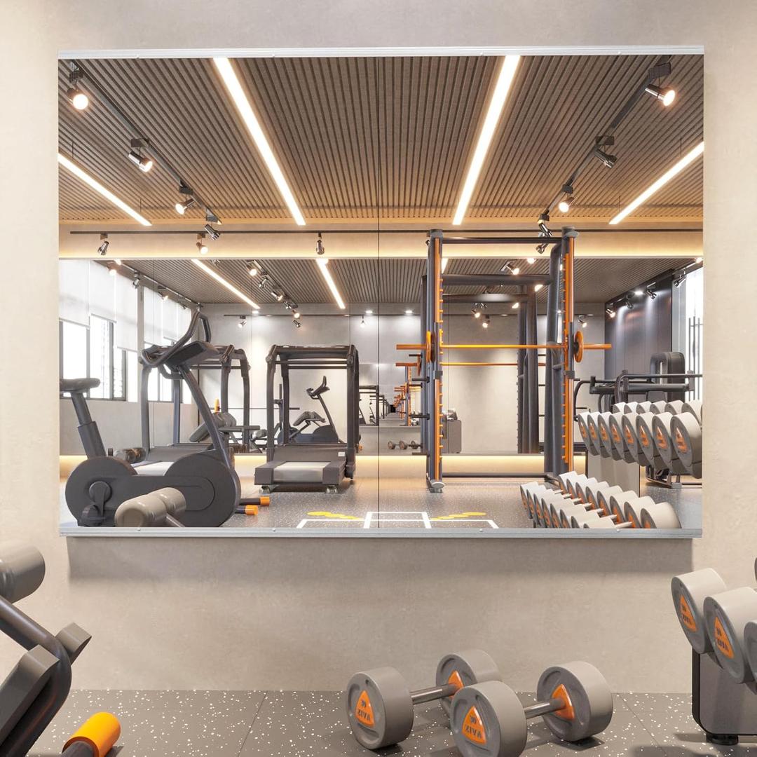 pertetey Home Gym Mirror, 48X30 Inch(Each)-2Pack Wall Mounted Large Frameless Tempered Glass Mirror, Idea for Gym, Yoga, Bedroom, Dance Studio, Living Room