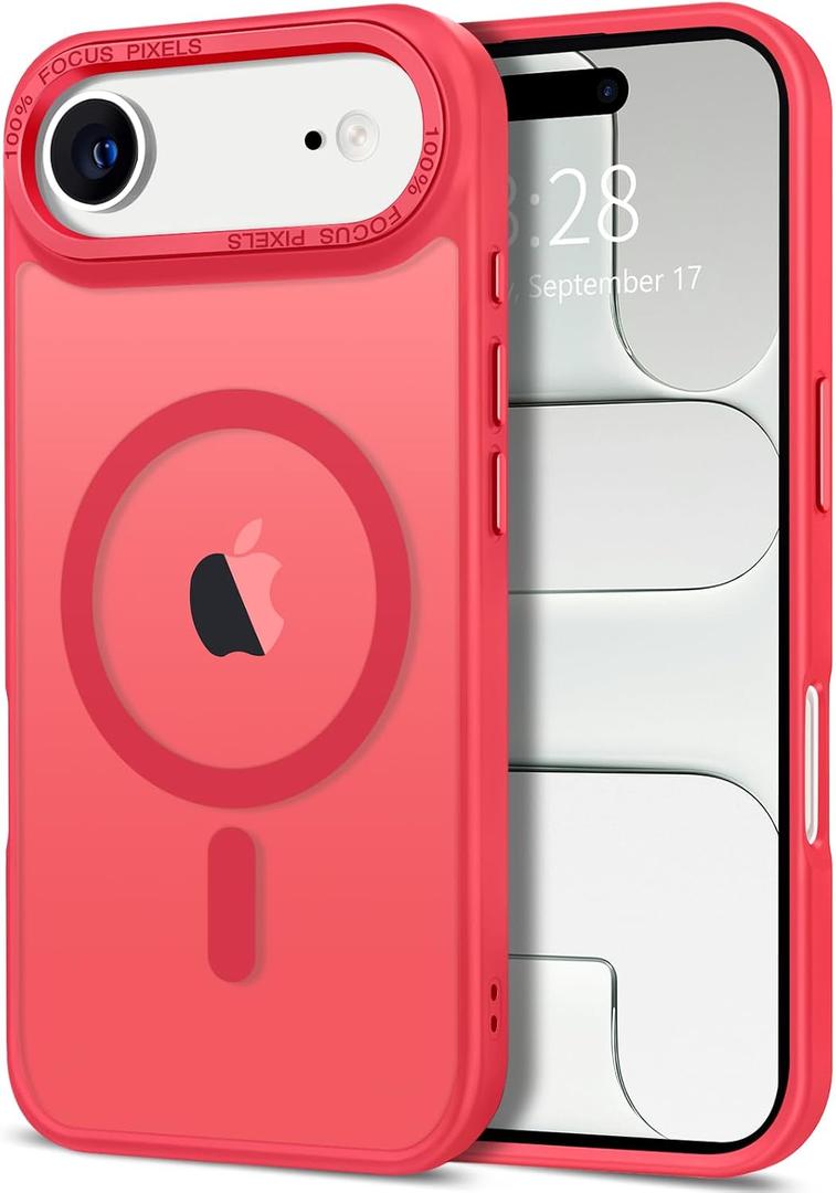 Hython Case for iPhone Air Case Magnetic Translucent Matte Phone Cases 6.5" [Compatible with MagSafe] Thin Slim Fit Shockproof Bumper Hard Protective Cover for Women Men Girls, Frosted Red