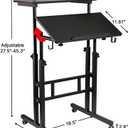 SIDUCAL Mobile Standing Desk, Portable Stand Up, Small Adjustable Converter with Wheels Home Office Workstation, Rolling Desk Laptop Cart for Standing or Sitting, Black, Standard