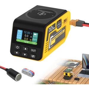 Kzreect 300W Adjustable DC 230V Voltage Regulator Compatible with DeWalt 18V/20V Battery XT60 Output, 140W Type-C, 18W USB-A, 15W Wireless Charger, LCD Display (Battery Not Included)