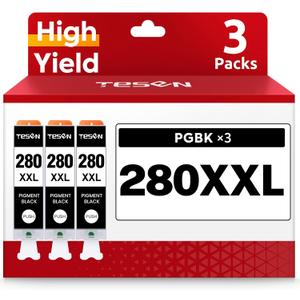 TESEN Compatible 280XXL 281XXL Ink Cartridge Replacement for Canon 280 281 XXL PGI280XXL CLI281XXL Use with PIXMA TR8520 TR8620 TS6220 TS6320 TR7520 TS6120 TS9120 TS8120 Printer, 3 Pack Black PGBK Set