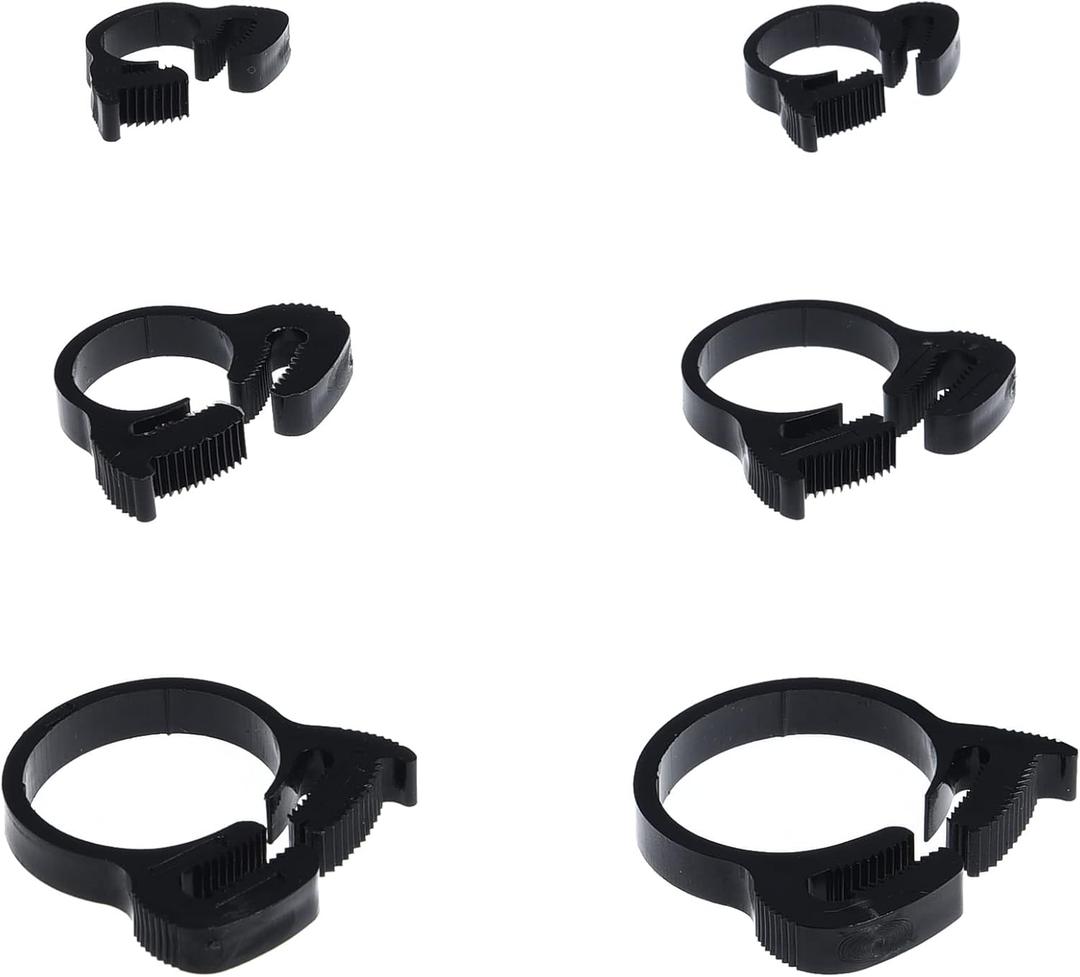 Reef Aquarium Nylon Hose Clamps Set, 8.1-32.5mm Plastic Snap Clamps Kit (Black Nylon Hose Clamps 36pack)