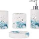 Ceramic 4-Piece Bathroom Accessories Set Complete Hand Paint Bath Countertop Accessory Soap Dispenser Set