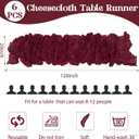 6 Pack 10FT Cheesecloth Table Runner 20 x 120 inch Long Boho Rustic Gauze Romantic Cheese Cloth Sheer Table Runner for Wedding Dining Event Birthday Anniversary Party Decoration(Burgundy)