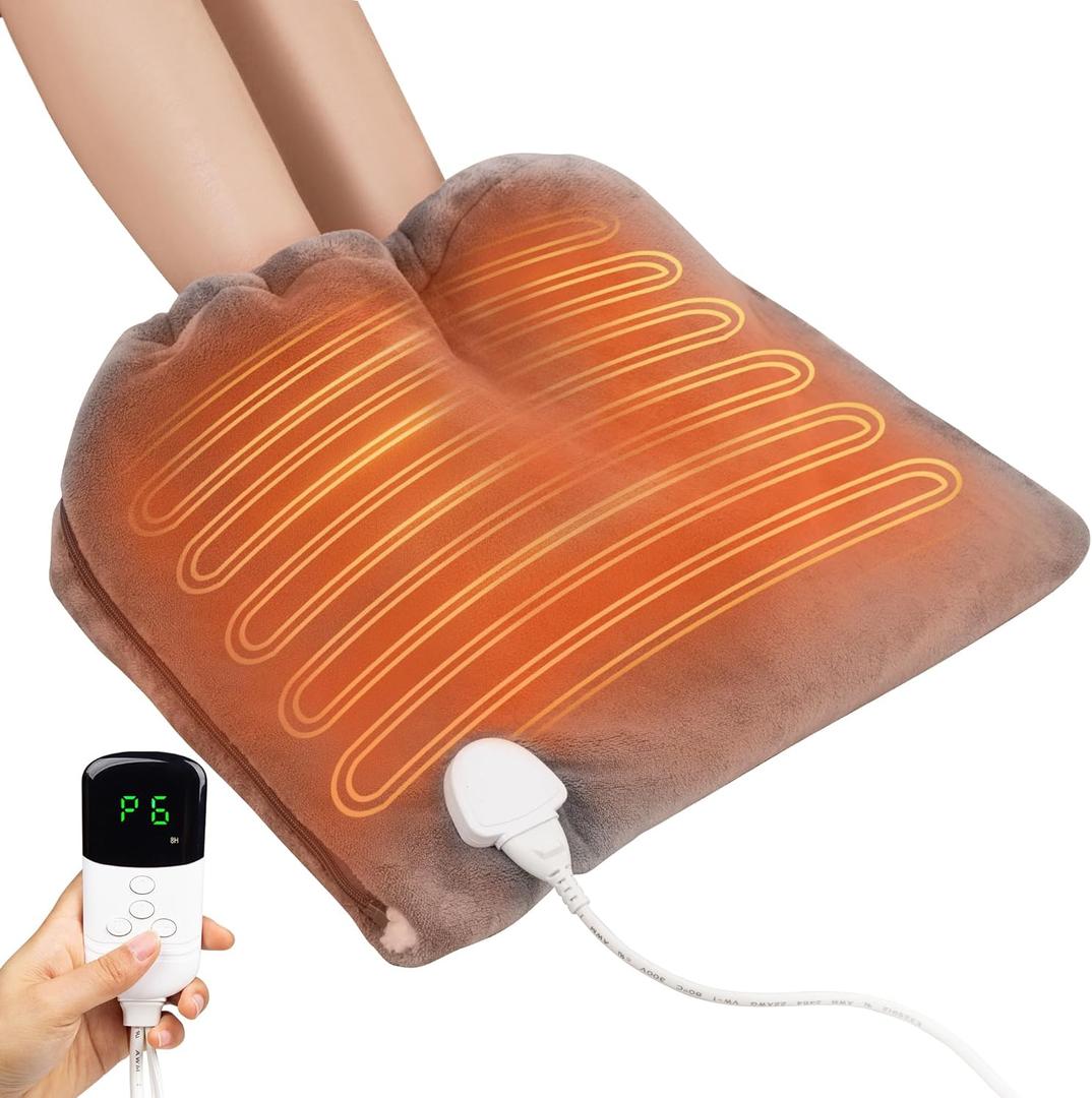3-in-1 Electric Heated Foot Warmer Pad, 6 Heat Settings & 4 Timers, Double Sided Soft Fleece Feet Heating Pad for Under Desk, Bed, Office Floor Warming, Home Gifts for Women & Men