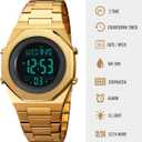 Men's Wrist Watches Stainless Steel Digital Watch Men, Hexagon Designer Watch for Men, Waterproof Watch with Alarm Date & Light