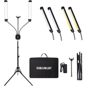 50W Double Arm LED Photography Video Light Beauty Lash Tattoo Lamp
Dimmable Studio Lighting with Stand, Phone Holder, Remote Control, Bag Esthetician Light for Makeup Artist, Eyebrow, Manicure
