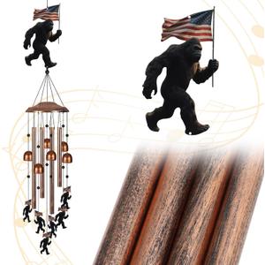 Bigfoot Wind Chimes for Outside, Sympathy Wind Chimes for Outdoors Garden Decor with Natural Sounds, Big Foot Sasquatch Gifts for Women Mom and Grandma