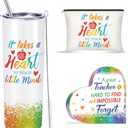Sabary 3 Pcs 2025 Graduation Gifts Teacher Appreciation Inspirational Gift 20oz Vacuum Insulated Tumbler Mug Makeup Bag and Acrylic Keepsake for Women Master Student(Heart)