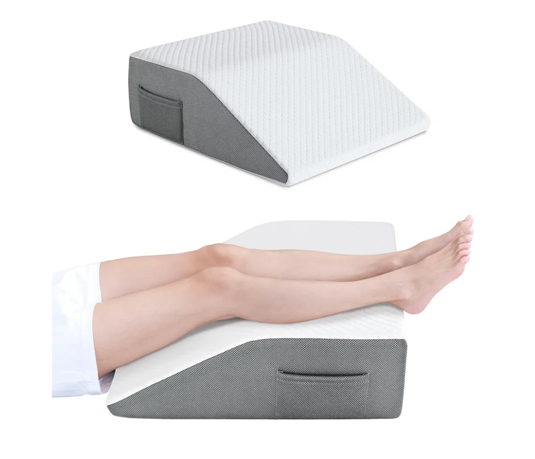 Leg Elevation Pillows for After Surgery,4-Height Adjustable Double Leg Elevating Pillow,Knee Surgery Recovery Equipment,Wedge Pillow for Sleeping Blood Circulation (White, 24x21x8)