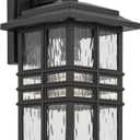 KICHLER Beacon Square 14.25" 1-Light Outdoor Wall Light with Clear Hammered Glass in Textured Black, for Exterior Doors, Garage, Porch, or Patio (14.25" x 8"), 49830BKT
