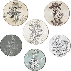 Barydat 6 Pieces Boho Plant Wall Art Decor Wooden Boho Farmhouse Rustic Bohemian Wall Hanging for Bedroom Living Room Office(Round,8 Inch, 10 Inch) (Neutral)