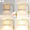Nintiue Upgraded Modern Arc Dimmable Tall Standing Floor Lamp with Linen Shade, 1200 Lumens LED Bulb Included, for Living & Reading Room, Bedroom, Office & Nursery, Gold