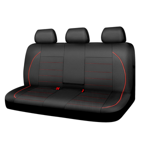 CAR PASS Leather Back Seat Cover,Piping Waterproof Bench Seat Cover, Rear Seat Cover Universal Fit for Cars Sedans SUVs Truck 95% Automotive Interior Backseat Car Covers (Rear,Black and Red)